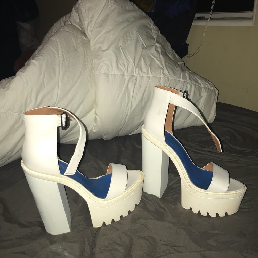 Strapped White Platform Sandals